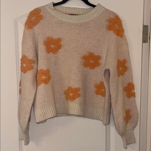 Floral Beige and Orange Sweater